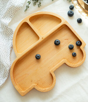 Autíčko dřevěný talíř pro děti