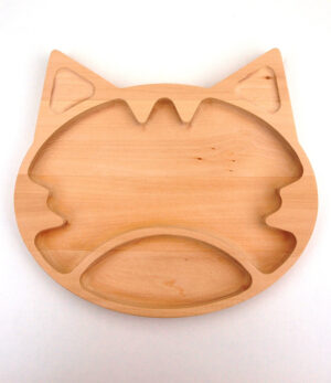 Kočička dřevěný talíř pro děti