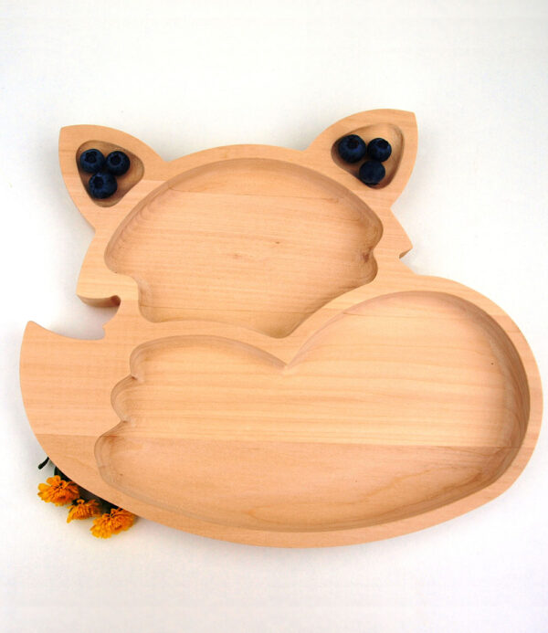Liška dřevěný talíř pro děti