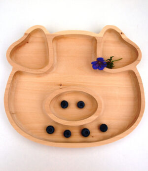 Prasátko dřevěný talíř pro děti