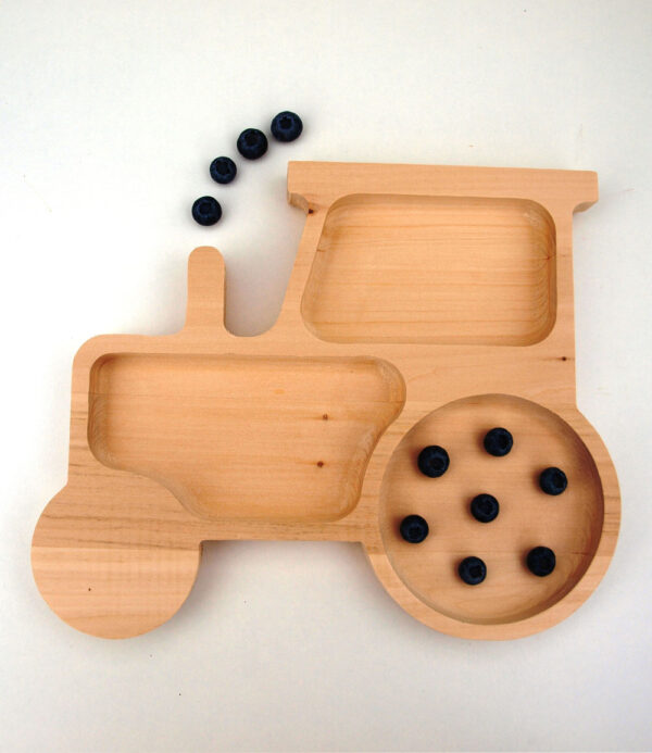 Traktor dřevěný talíř pro děti