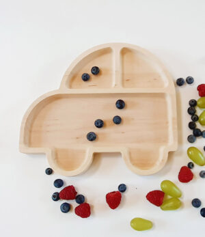 Autíčko dřevěný talíř pro děti