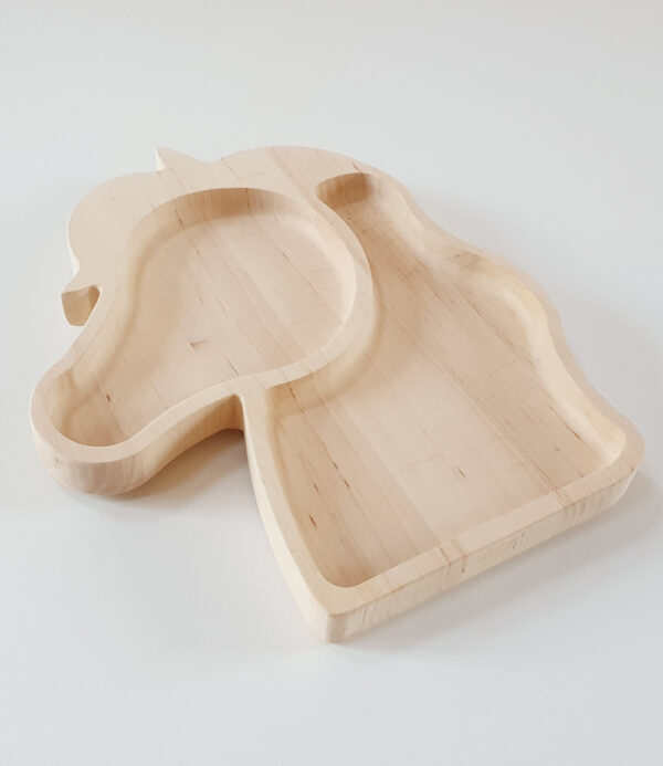 Koník dřevěný talíř pro děti
