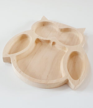Sova dřevěný talíř pro děti