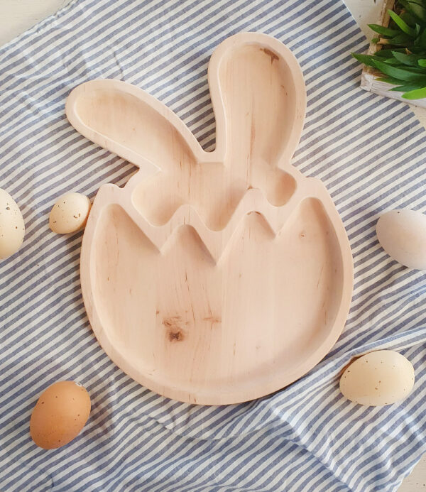 Dřevěný Talíř Pro Děti Velikonoční Zajíček